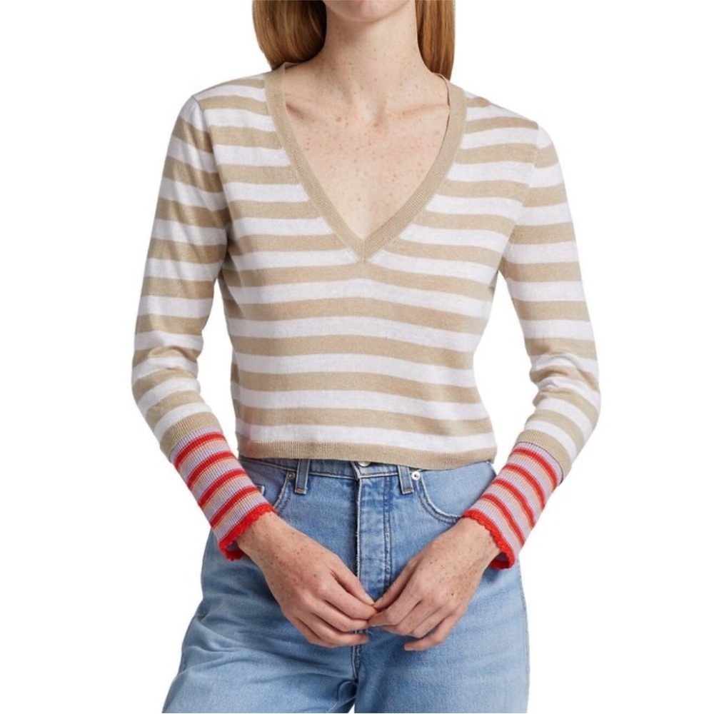 NWT Veronica Beard Womens Florrie Pullover Sweater Large Linen Blend $350